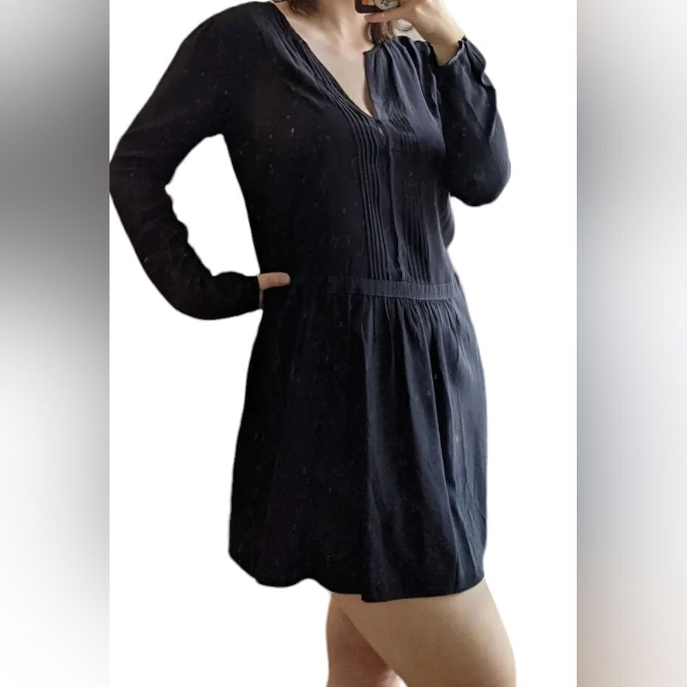 Maison Scotch black 100% silk elegant mini tux shift dress size s or xs
